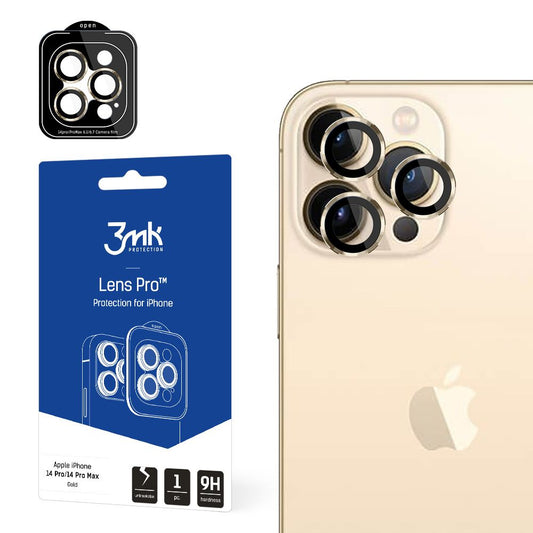Película protetora para Câmara Traseira 3MK Protection Pro para Apple iPhone 14 Pro Max / 14 Pro, Vidro Temperado, Dourada