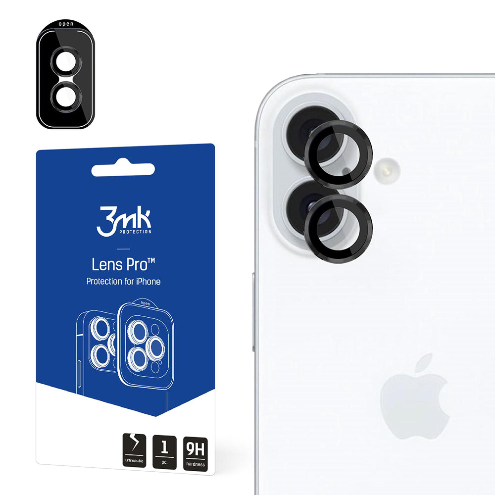 Película protetora para Câmara Traseira 3MK Protection Pro para Apple iPhone 16 Plus / 16, Vidro Temperado, Preto