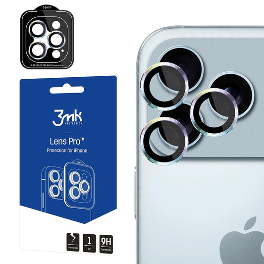Película Protetora de Câmera Traseira 3MK Protection Pro para Apple iPhone 17 Pro Max / 17 Pro, Vidro Temperado, Multicolor