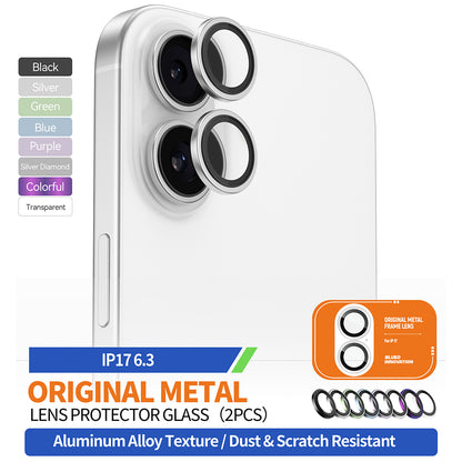 Película de Proteção para Câmera Traseira Blueo Glitter Diamond Metal Frame para Apple iPhone 17, Vidro Temperado, Prateada