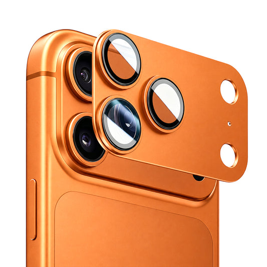Película de proteção para a câmara traseira Blueo Integrated Metal para Apple iPhone 17 Pro Max, vidro temperado, laranja