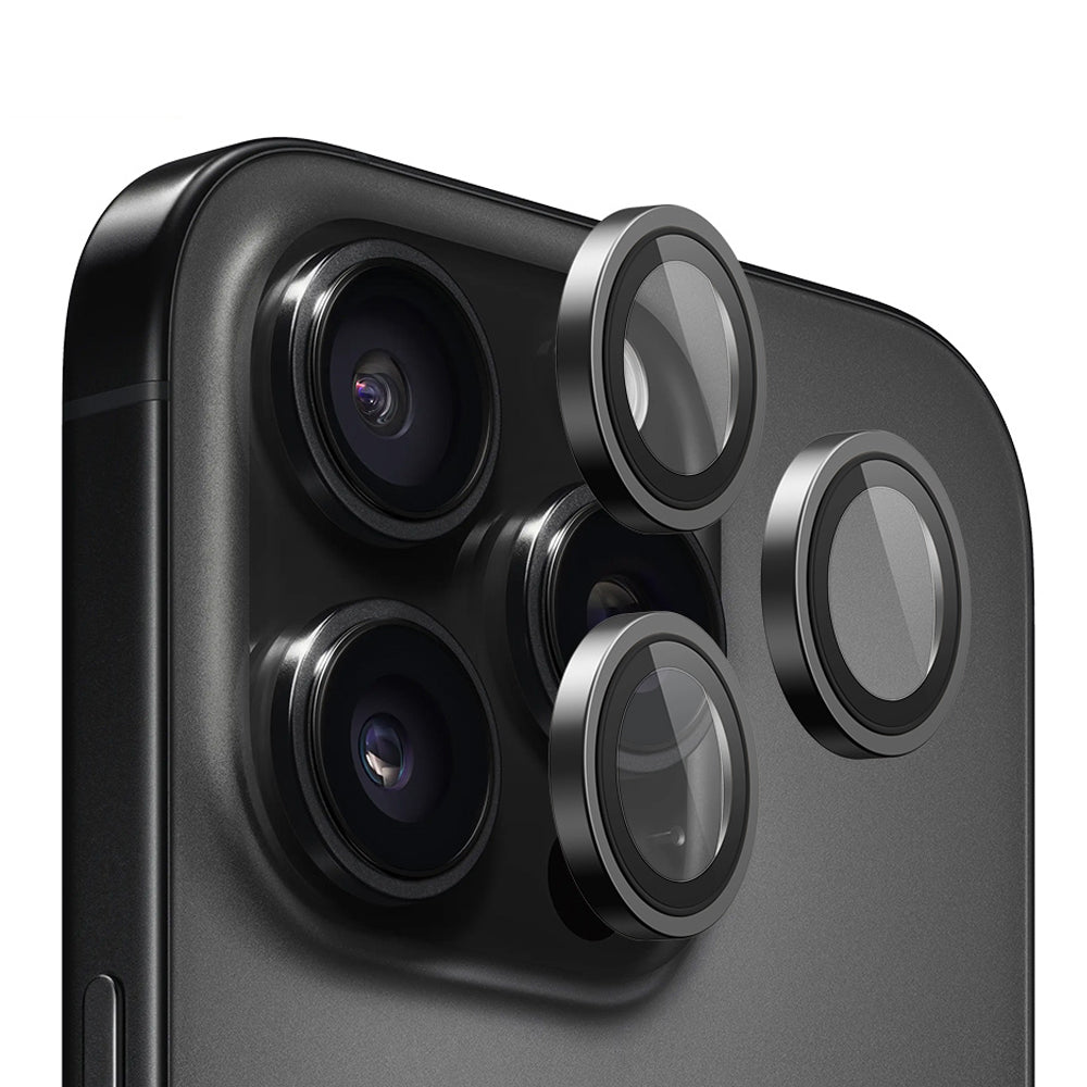 Película protetora para Câmara Traseira Blueo Metal Frame para Apple iPhone 16 Pro Max / 16 Pro, Vidro Temperado, Preto