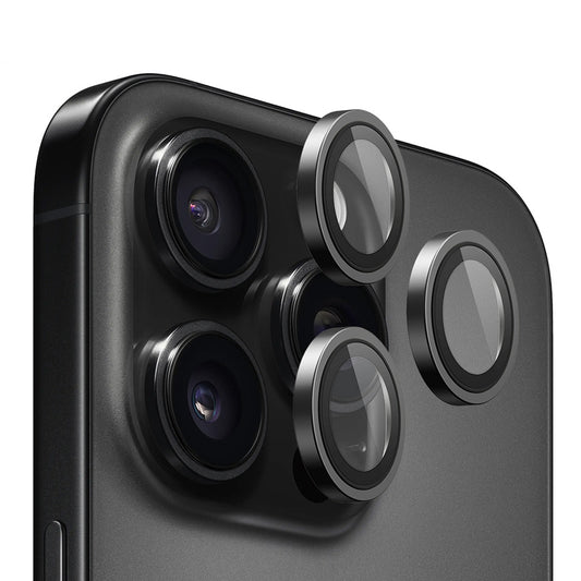 Película protetora para Câmara Traseira Blueo Metal Frame para Apple iPhone 16 Pro Max / 16 Pro, Vidro Temperado, Preto