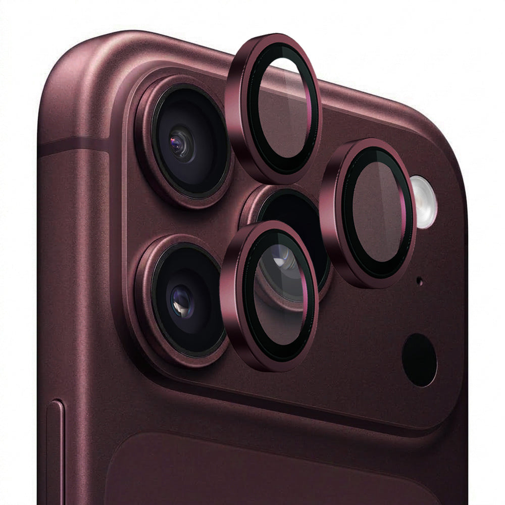 Película de proteção para a câmara traseira Blueo Metal Frame para Apple iPhone 18 Pro / 18 Pro Max, vidro temperado, cor de vinho
