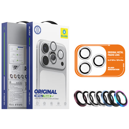 Película de proteção para a câmara traseira Blueo Metal Frame para Apple iPhone 18 Pro / 18 Pro Max, vidro temperado, cor de vinho
