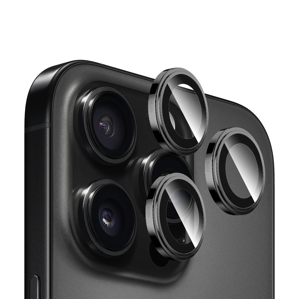 Película protetora para Câmara Traseira Blueo Sapphire Crystal para Apple iPhone 16 Pro Max / 16 Pro, Vidro Temperado, Preto