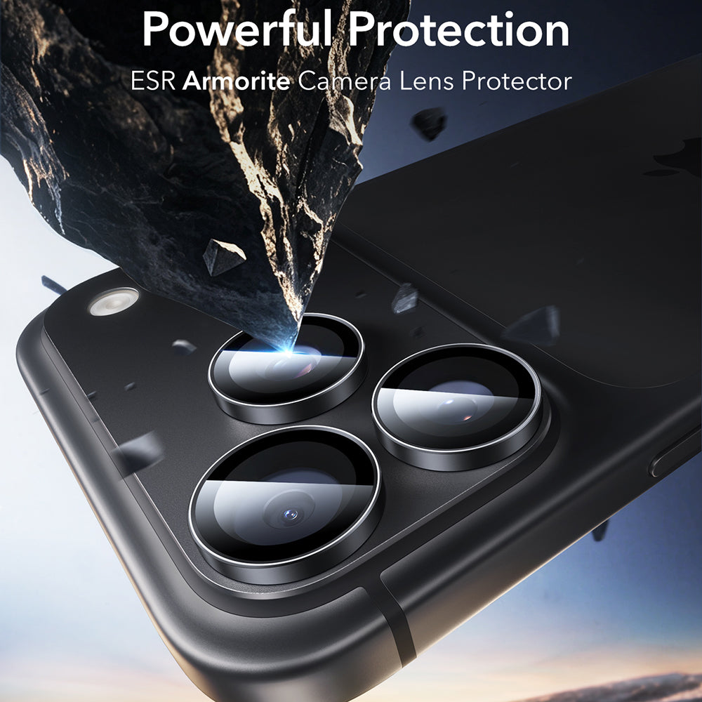 Película protetora para Câmara Traseira ESR Armorite para Apple iPhone 18 Pro / 18 Pro max, Vidro Temperado, Conjunto de 2 peças, Preto