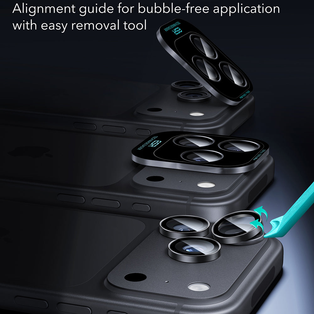 Película protetora para Câmara Traseira ESR Armorite para Apple iPhone 18 Pro / 18 Pro max, Vidro Temperado, Conjunto de 2 peças, Preto