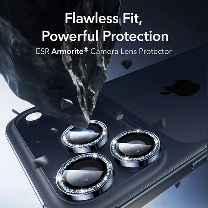 Película Protetora de Câmera Traseira ESR Glitter Diamond Armorite para Apple iPhone 17 Pro Max / 17 Pro, Vidro Temperado, Colagem Completa, Azul.