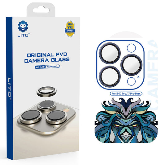 Película Protetora de Câmera Traseira Lito Titanium AR para Apple iPhone 17 Pro Max / 17 Pro, Vidro Temperado, Azul Marinho