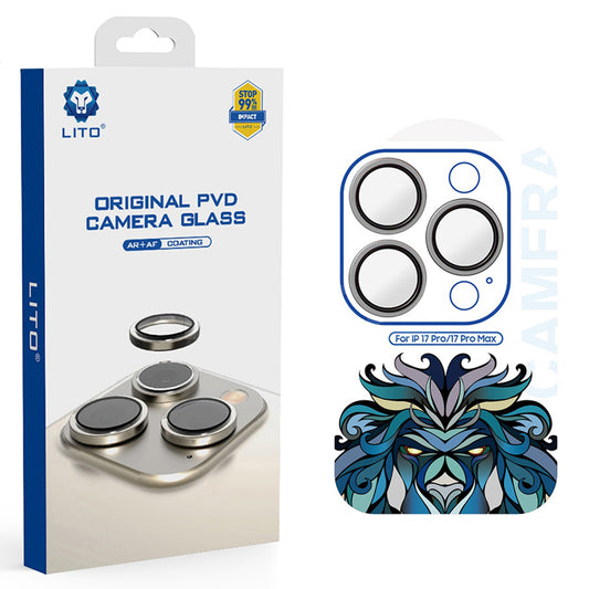 Película Protetora de Câmera Traseira Lito Titanium AR para Apple iPhone 17 Pro Max / 17 Pro, Vidro Temperado, Cinza