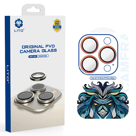 Película Protetora de Câmera Traseira Lito Titanium AR para Apple iPhone 17 Pro Max / 17 Pro, Vidro Temperado, Laranja