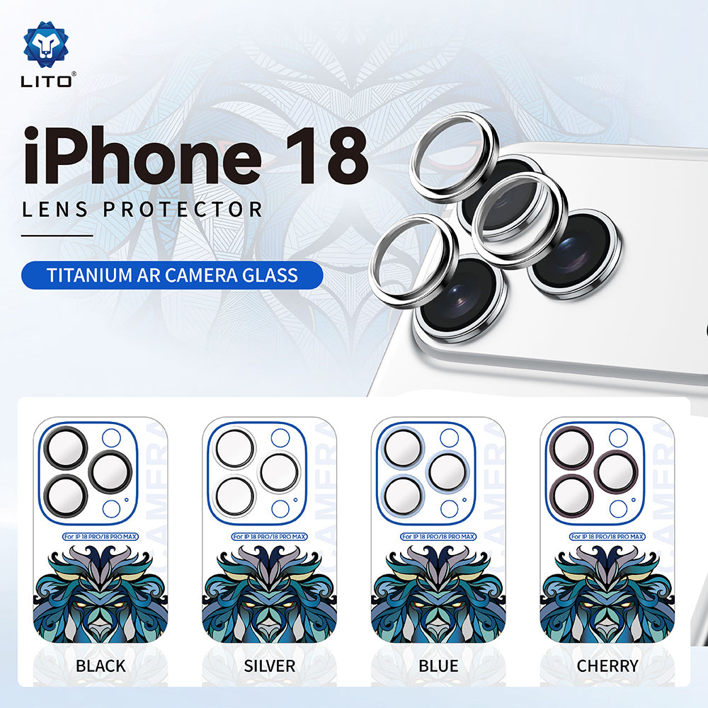 Película protetora para Câmara Traseira Lito Titanium AR para Apple iPhone 18 Pro / 18 Pro Max, Vidro Temperado, Preto