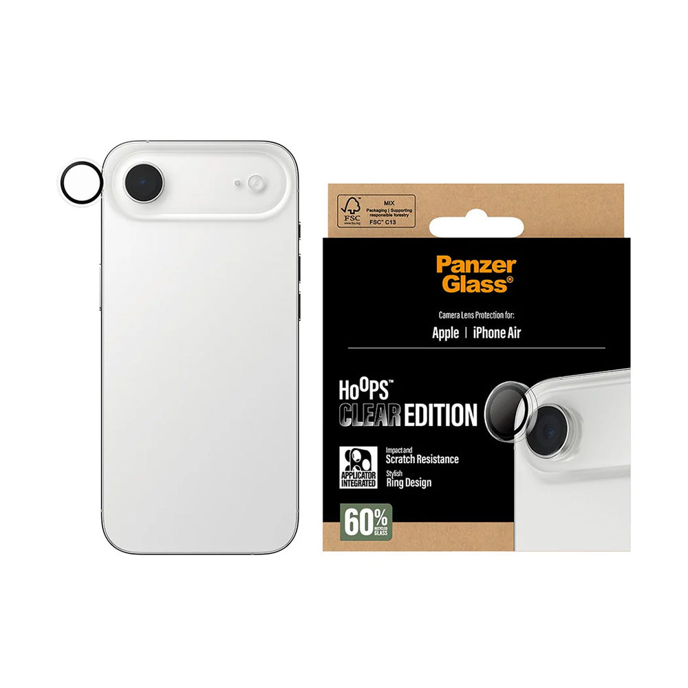 Película Protetora de Câmera Traseira PanzerGlass Hoops para Apple iPhone 17 Air, Vidro Temperado, Transparente