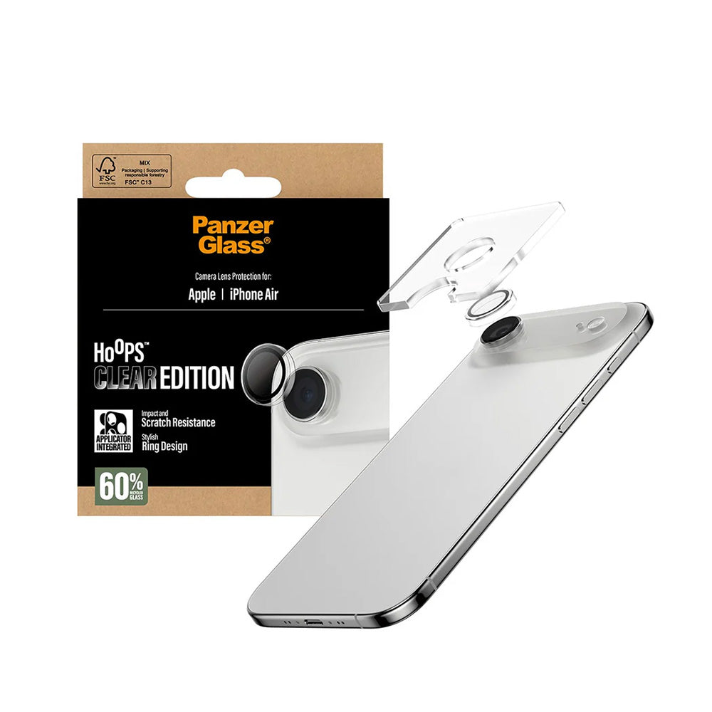 Película Protetora de Câmera Traseira PanzerGlass Hoops para Apple iPhone 17 Air, Vidro Temperado, Transparente