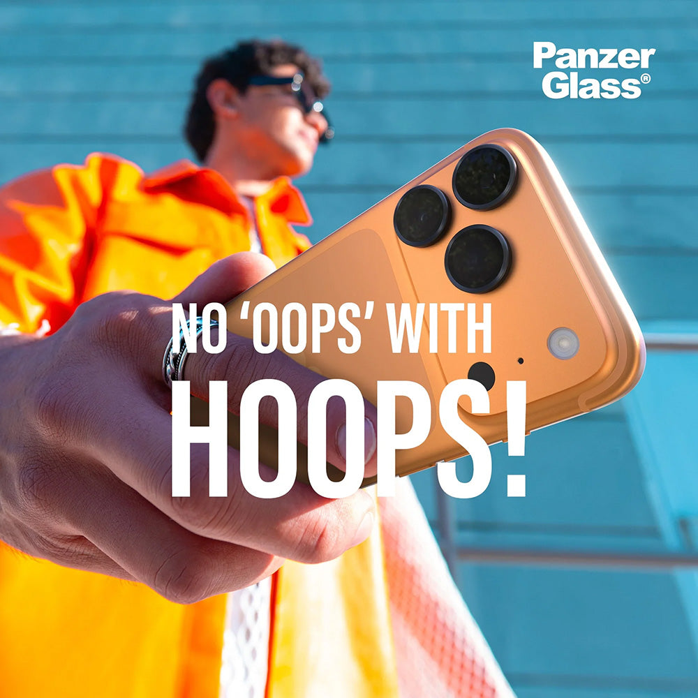 Película Protetora de Câmera Traseira PanzerGlass Hoops para Apple iPhone 17 Pro, Vidro Temperado, Transparente.