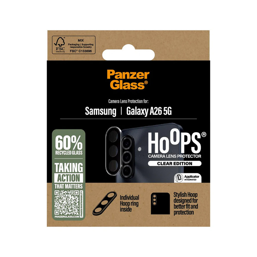 Película Protetora de Câmera Traseira PanzerGlass Hoops para Samsung Galaxy A26 A266, Vidro Temperado, Transparente.