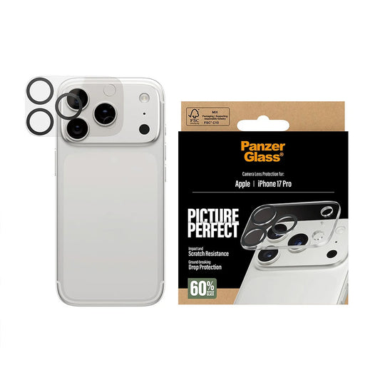 Película de proteção para câmara traseira PanzerGlass PicturePerfect para Apple iPhone 17 Pro, Vidro Temperado, Transparente.