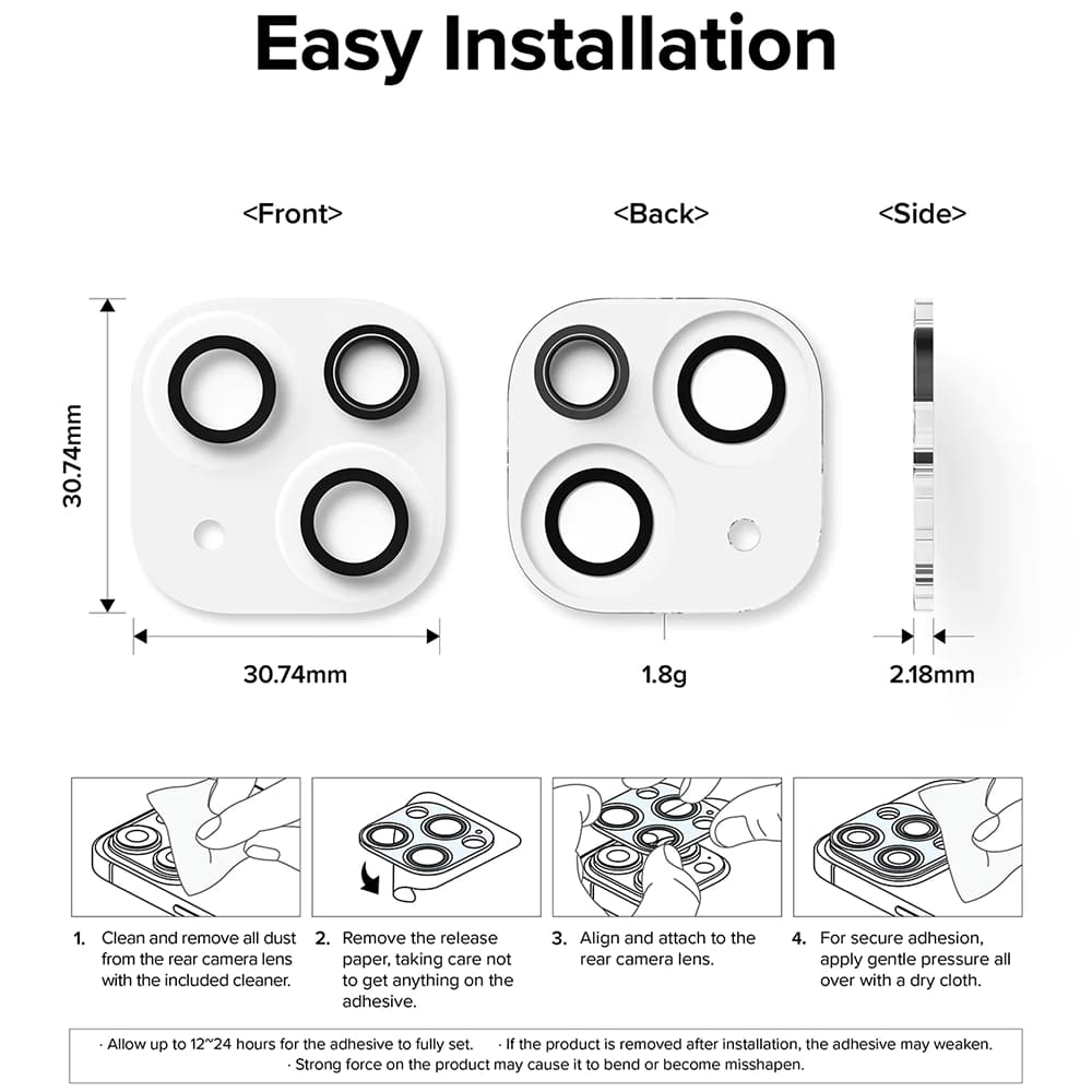 Película Protetora de Câmera Traseira Ringke para Apple iPhone 15 Plus / 15, Vidro Temperado, Conjunto de 2 Peças, Transparente