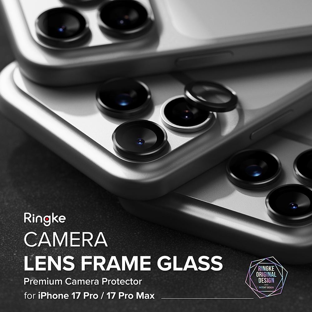 Película Protetora Ringke para Câmara Traseira do Apple iPhone 17 Pro Max / 17 Pro, Vidro Temperado, Preta
