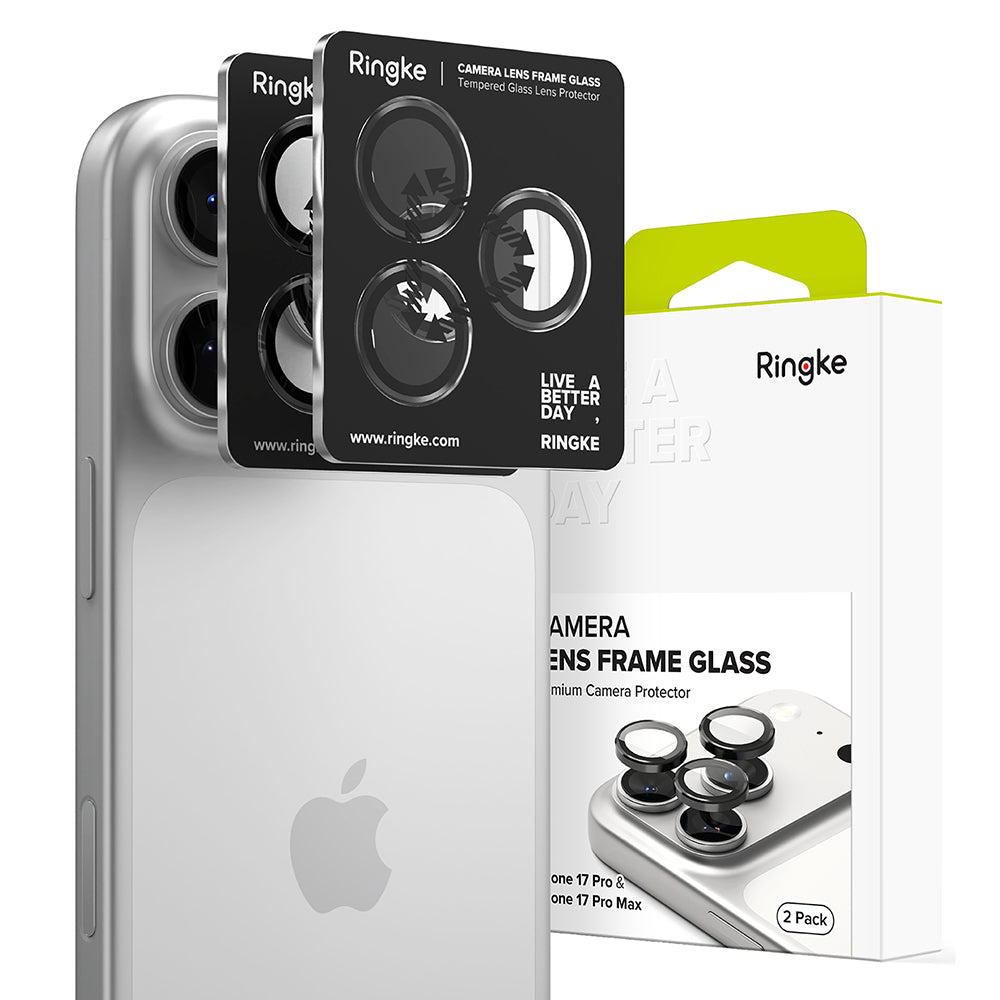 Película Protetora Ringke para Câmara Traseira do Apple iPhone 17 Pro Max / 17 Pro, Vidro Temperado, Preta