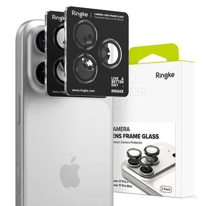 Película Protetora Ringke para Câmara Traseira do Apple iPhone 17 Pro Max / 17 Pro, Vidro Temperado, Preta