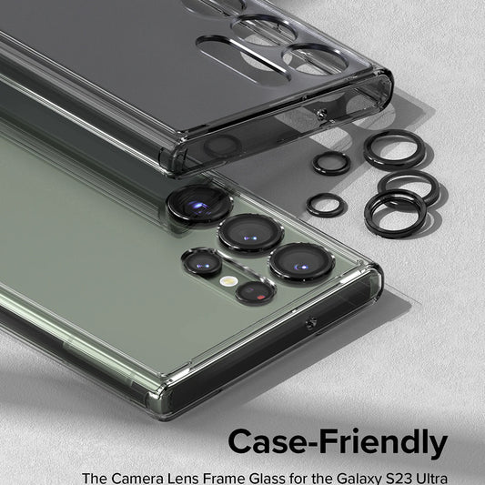 Película Protetora Ringke para Câmera Traseira do Samsung Galaxy S23 Ultra S918, Vidro Temperado, Preta