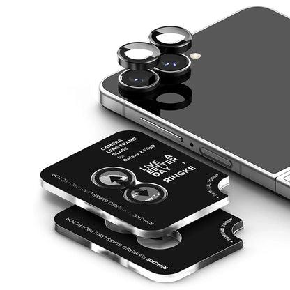 Película protetora para Câmara Traseira Ringke para Samsung Galaxy Z Flip8 F776, Vidro Temperado, Conjunto de 2 peças, Preto