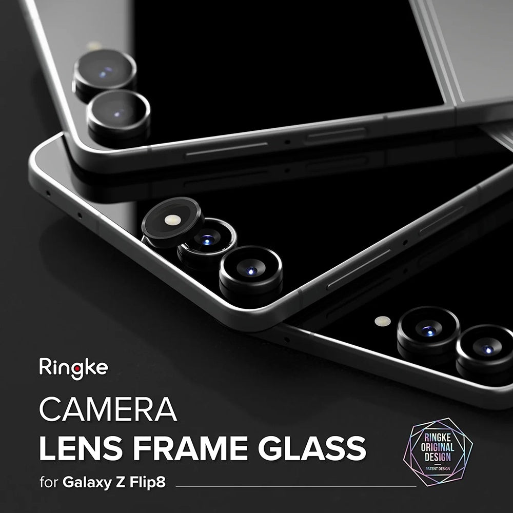 Película protetora para Câmara Traseira Ringke para Samsung Galaxy Z Flip8 F776, Vidro Temperado, Conjunto de 2 peças, Preto