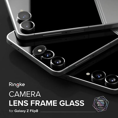 Película protetora para Câmara Traseira Ringke para Samsung Galaxy Z Flip8 F776, Vidro Temperado, Conjunto de 2 peças, Preto