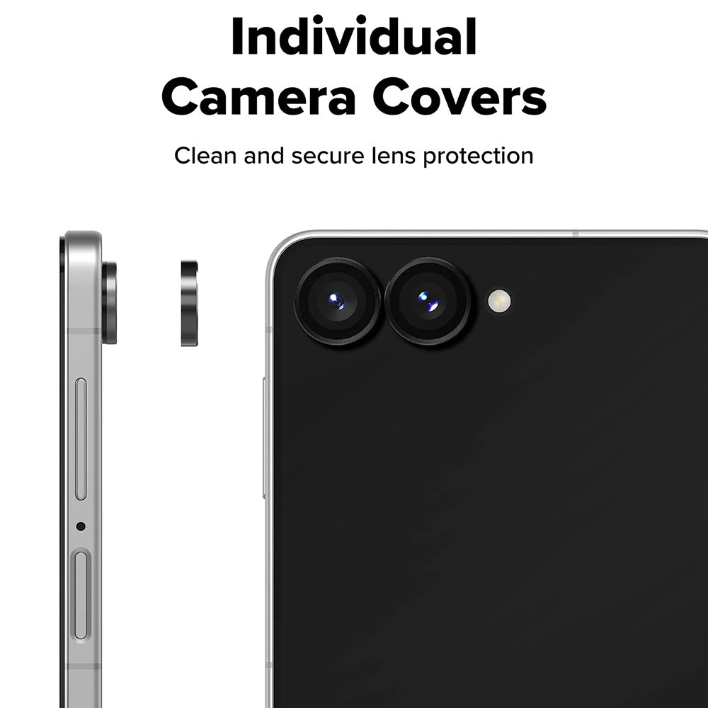 Película protetora para Câmara Traseira Ringke para Samsung Galaxy Z Flip8 F776, Vidro Temperado, Conjunto de 2 peças, Preto