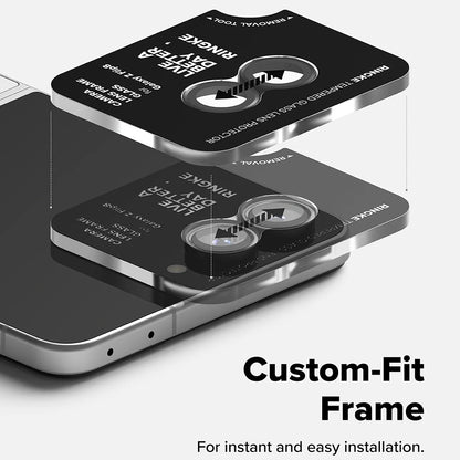 Película protetora para Câmara Traseira Ringke para Samsung Galaxy Z Flip8 F776, Vidro Temperado, Conjunto de 2 peças, Preto