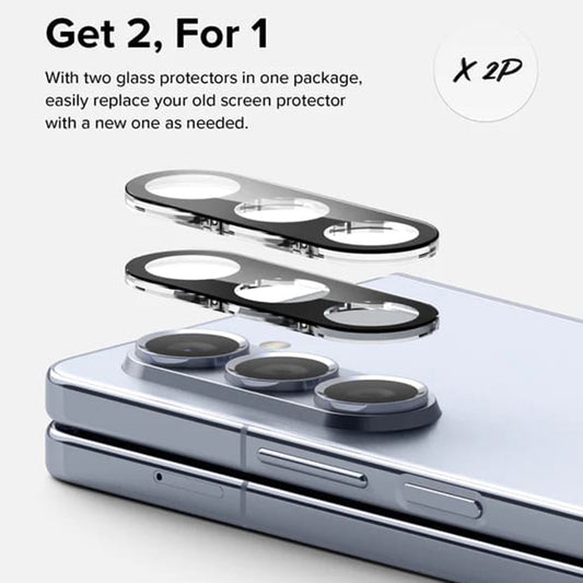 Película protetora para Câmara Traseira Ringke para Samsung Galaxy Z Fold5 F946, Vidro Temperado, Conjunto de 2 peças, Transparente