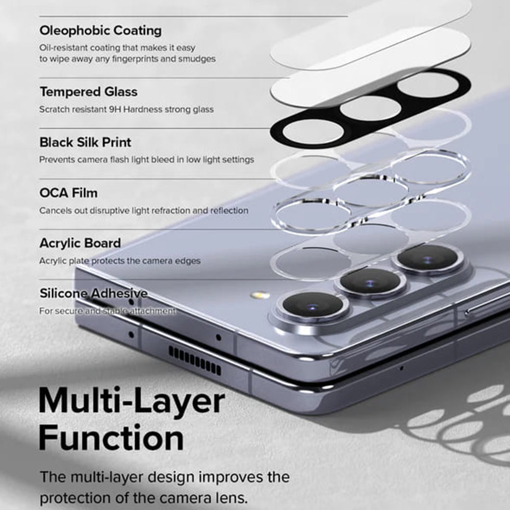 Película protetora para Câmara Traseira Ringke para Samsung Galaxy Z Fold5 F946, Vidro Temperado, Conjunto de 2 peças, Transparente