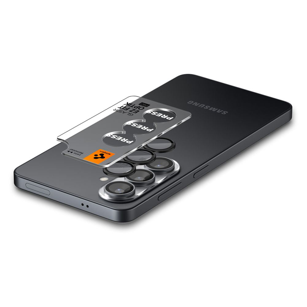 Película Protetora de Câmera Traseira Spigen GlastR EZ FIT Optik Pro HD para Samsung Galaxy S26 S942, Vidro Temperado, Conjunto de 2 Peças, Preta AGL11099