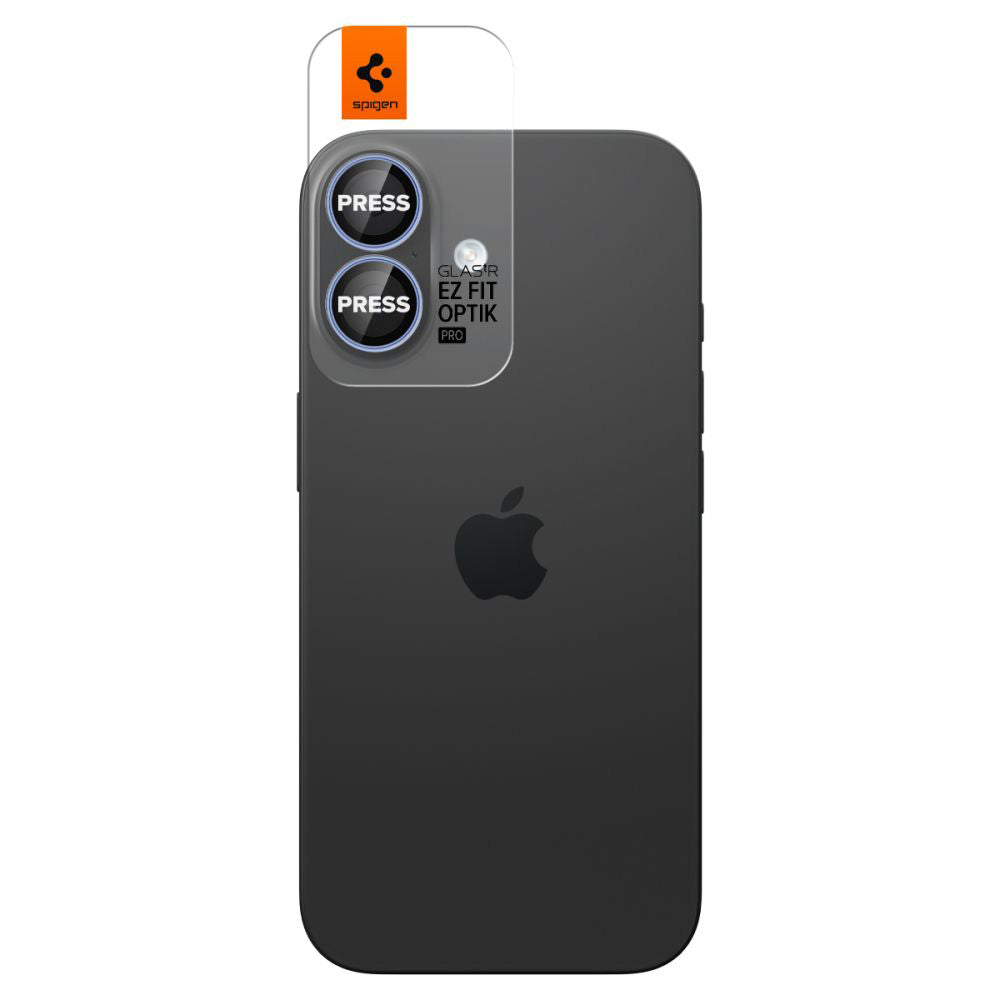 Película protetora para Câmara Traseira Spigen GlastR EZ FIT Optik Pro para Apple iPhone 17 / 16 Plus / 16, Vidro Temperado, Conjunto de 2 peças, Azul