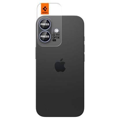 Película protetora para Câmara Traseira Spigen GlastR EZ FIT Optik Pro para Apple iPhone 17 / 16 Plus / 16, Vidro Temperado, Conjunto de 2 peças, Azul