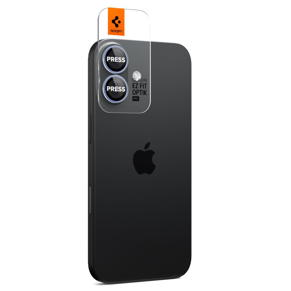 Película protetora para Câmara Traseira Spigen GlastR EZ FIT Optik Pro para Apple iPhone 17 / 16 Plus / 16, Vidro Temperado, Conjunto de 2 peças, Azul
