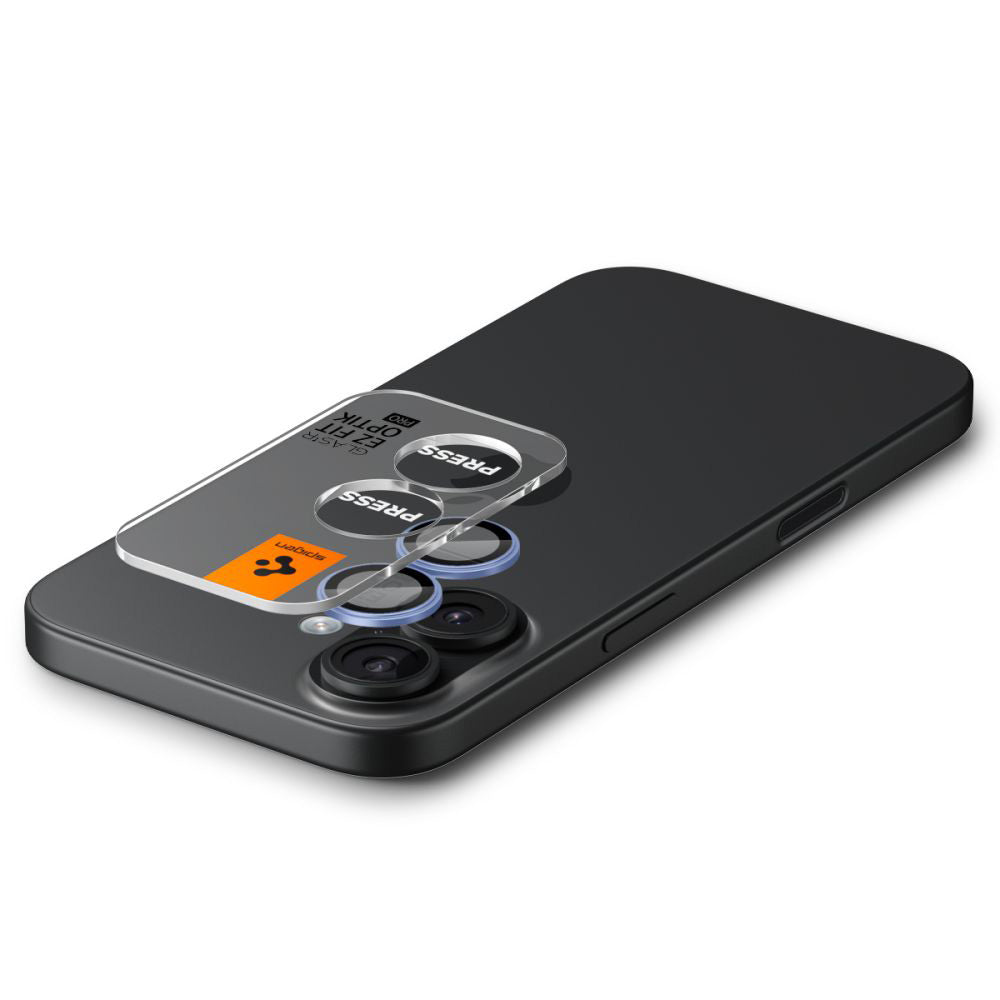 Película protetora para Câmara Traseira Spigen GlastR EZ FIT Optik Pro para Apple iPhone 17 / 16 Plus / 16, Vidro Temperado, Conjunto de 2 peças, Azul