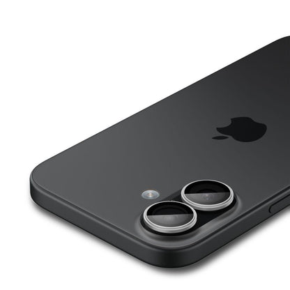 Película Protetora de Câmera Traseira Spigen GlastR EZ FIT Optik Pro para Apple iPhone 17 / 16 Plus / 16, Vidro Temperado, Conjunto de 2 peças, Prateada