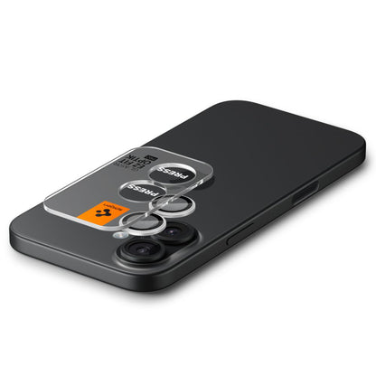 Película Protetora de Câmera Traseira Spigen GlastR EZ FIT Optik Pro para Apple iPhone 17 / 16 Plus / 16, Vidro Temperado, Conjunto de 2 peças, Prateada