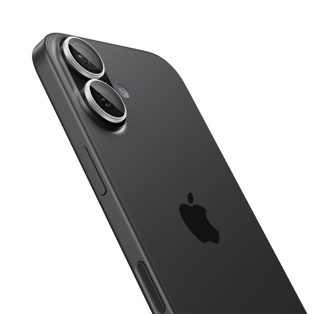 Película Protetora de Câmera Traseira Spigen GlastR EZ FIT Optik Pro para Apple iPhone 17 / 16 Plus / 16, Vidro Temperado, Conjunto de 2 peças, Prateada