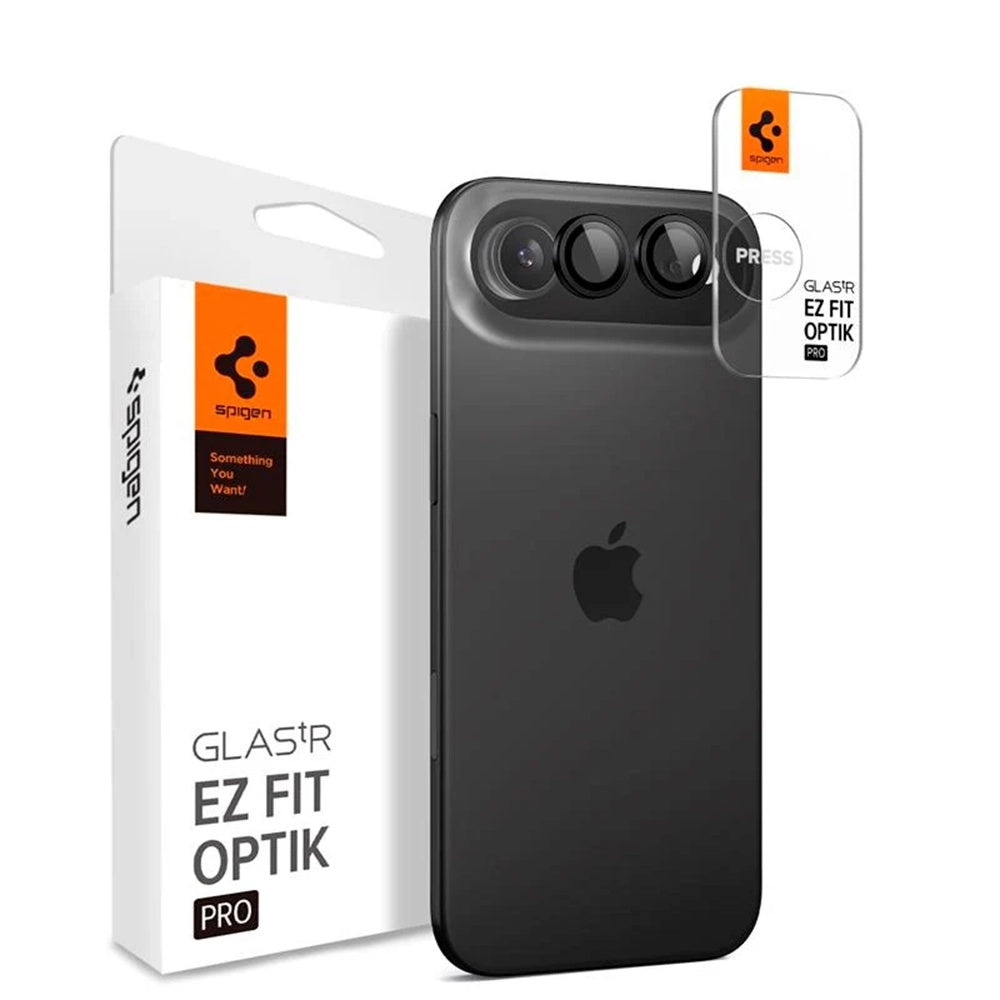 Película Protetora de Câmera Traseira Spigen GlastR EZ FIT Optik Pro para Apple iPhone 17 Air, Vidro Temperado, Conjunto de 2 Peças, Preta