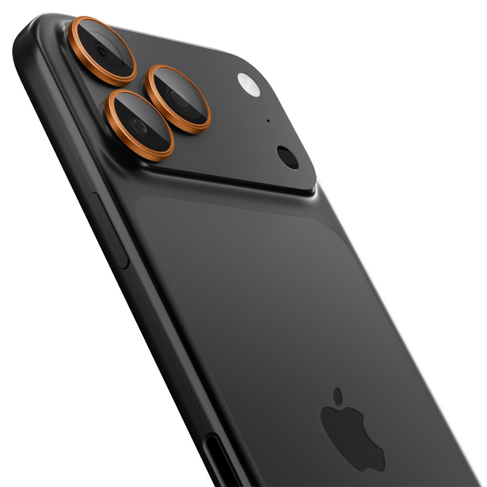 Película Protetora de Câmera Traseira Spigen GlastR EZ FIT Optik Pro para Apple iPhone 17 Pro Max / 17 Pro, Vidro Temperado, Conjunto de 2 Peças, Laranja
