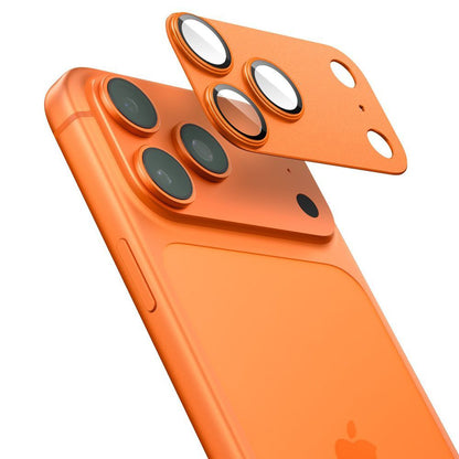 Película Protetora de Câmera Traseira Spigen GlastR EZ FIT Optik Pro para Apple iPhone 17 Pro Max, Vidro Temperado, Conjunto de 2 Peças, Laranja