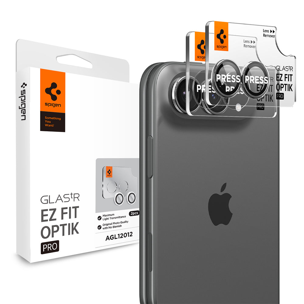 Película protetora para Câmara Traseira Spigen GlastR EZ FIT Optik Pro para Apple iPhone Duo, Vidro Temperado, Conjunto de 2 peças, Cinzento AGL12012