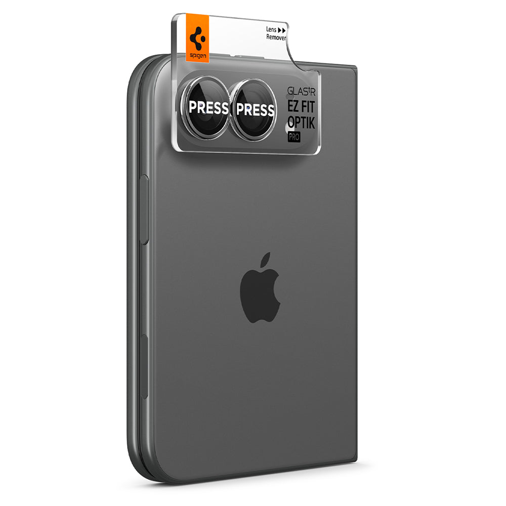 Película protetora para Câmara Traseira Spigen GlastR EZ FIT Optik Pro para Apple iPhone Duo, Vidro Temperado, Conjunto de 2 peças, Cinzento AGL12012