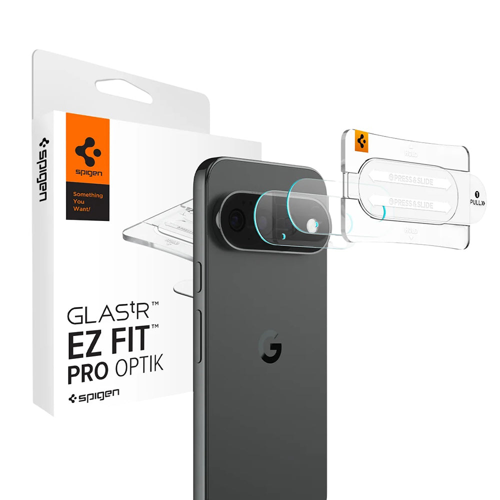 Película protetora para Câmara Traseira Spigen GlastR EZ FIT Optik Pro para Google Pixel 11 Pro, Vidro Temperado, Conjunto de 2 peças, Preto AGL11484