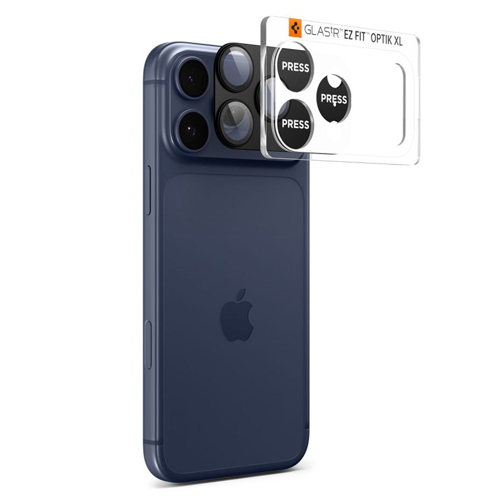 Película Protetora de Câmera Traseira Spigen GlastR EZ FIT Optik Pro XL para Apple iPhone 17 Pro Max, Vidro Temperado, Preta