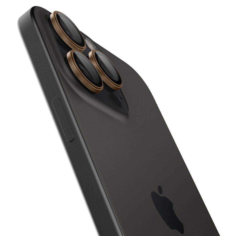 Película Protetora de Câmera Traseira Spigen GlastR EZ FIT Optik Pro para Apple iPhone 16 Pro, Vidro Temperado, Conjunto de 2 peças, Bronze AGL08862